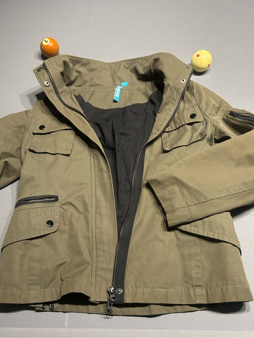 Truth and Pride Military-Style Olive Utility Jacket with Zip Pockets